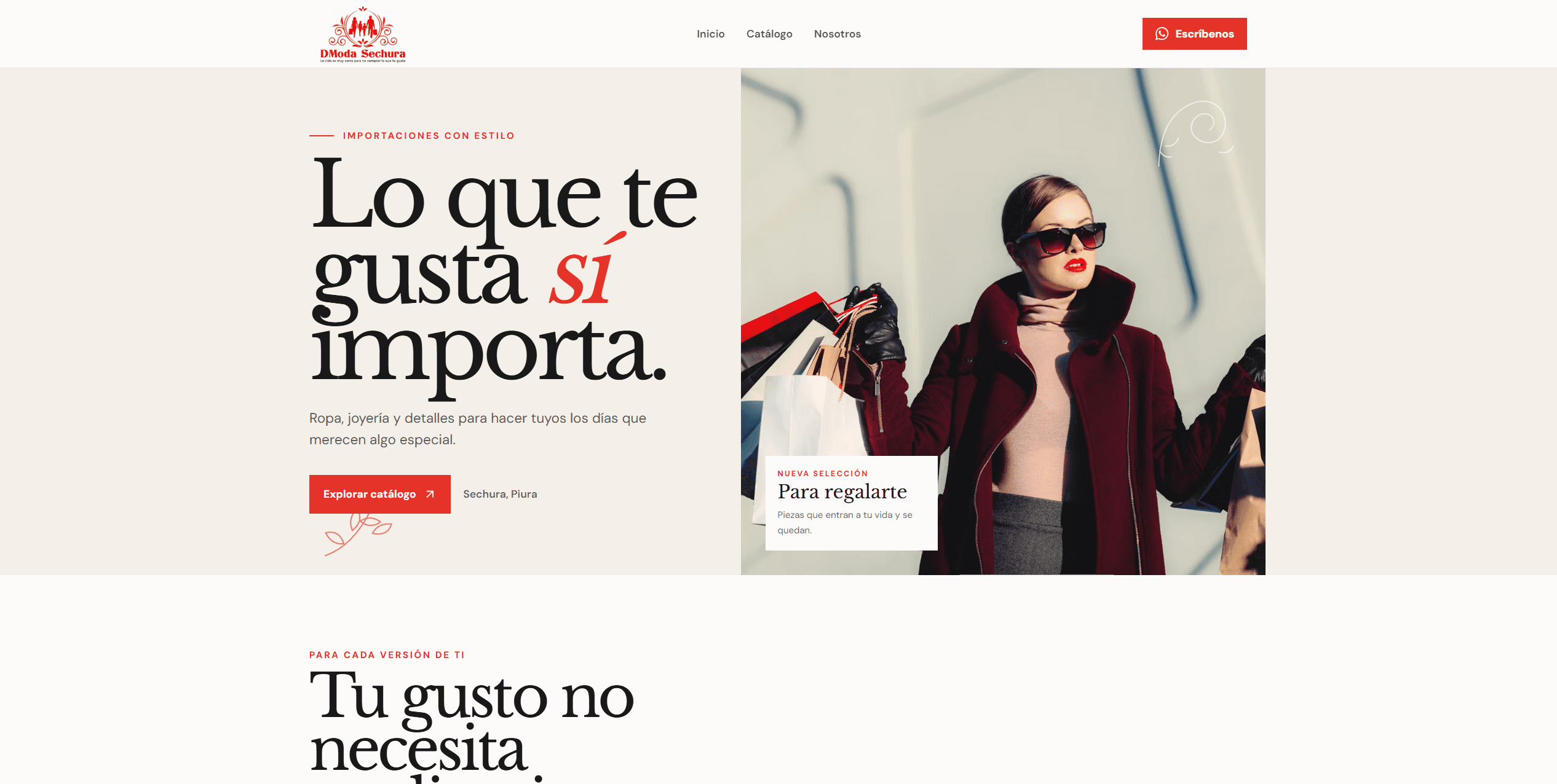 Página principal de DModa Sechura con catálogo de ropa, joyería y accesorios